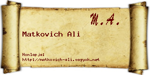 Matkovich Ali névjegykártya